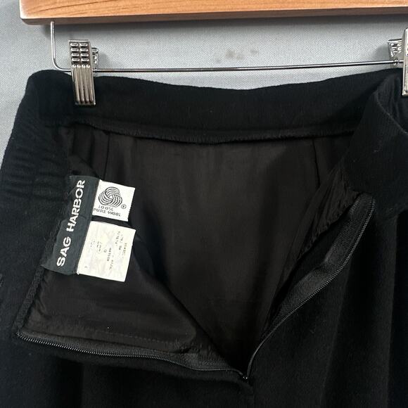 VTG Sag Harbor Wool Skirt Small Black Business Career Old Money Academia Preppy - Picture 13 of 15